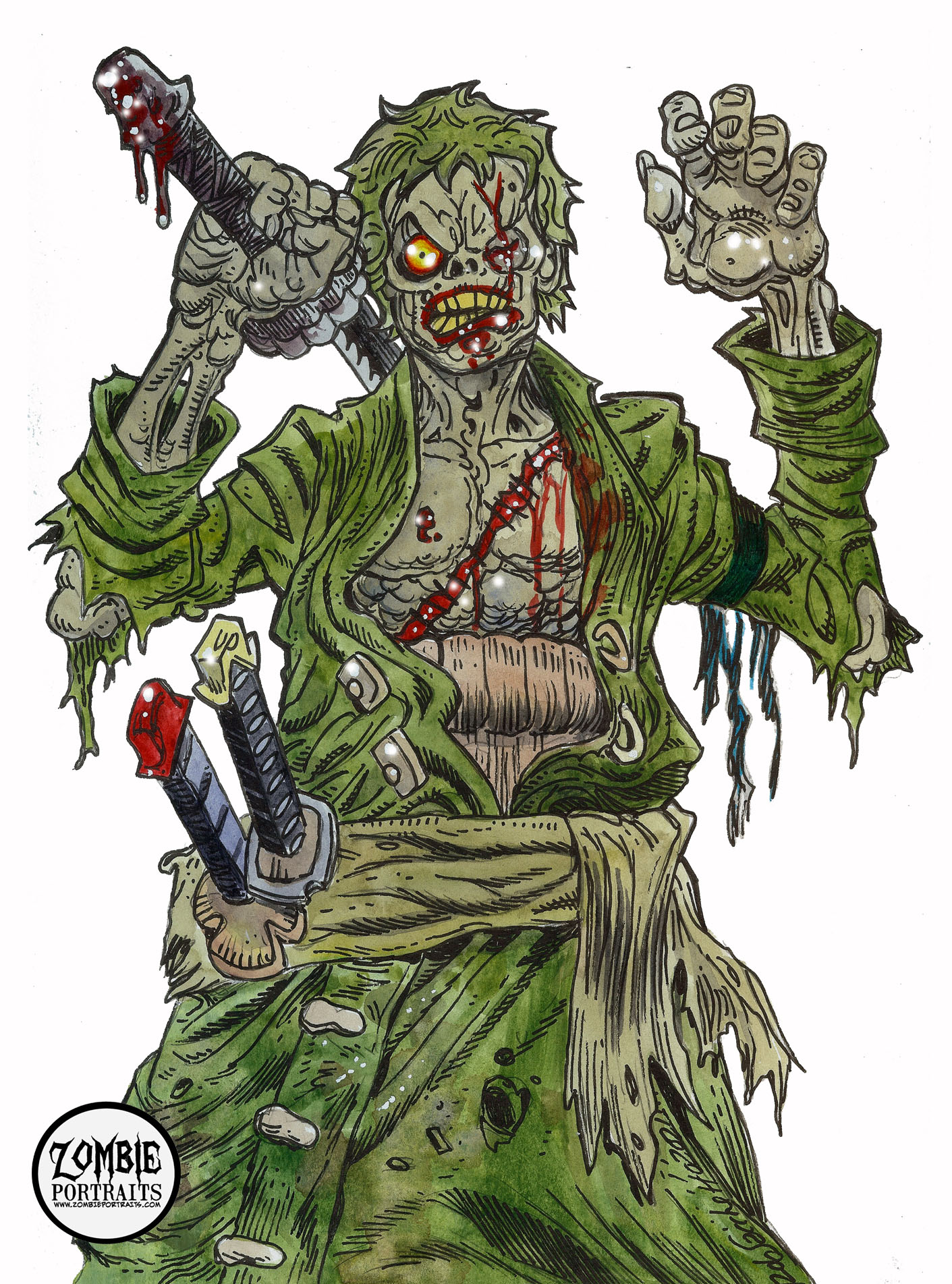 Zombie Sketches Zombie Ink Sketch. Walking Dead Hand Drawing Vector