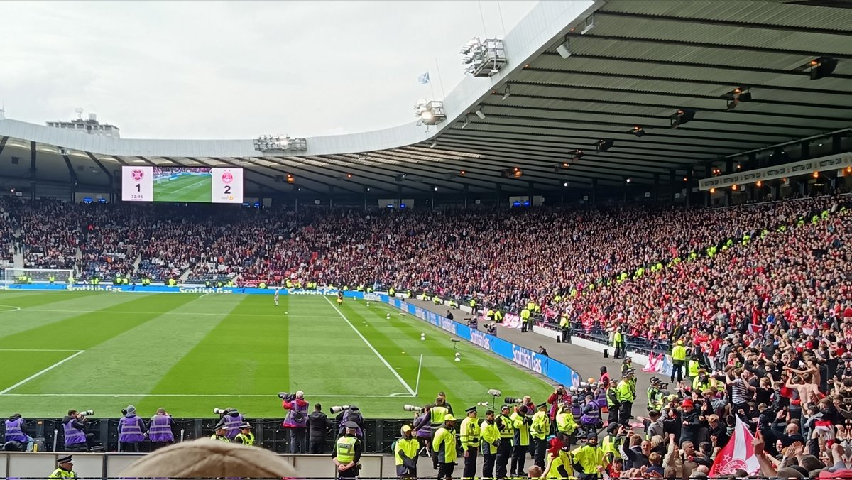 ColGDons's tweet image. A great day at Hampden to see The Dons make it through to The Final later in May.

Not the greatest of games, and difficult to break down 10 men Hearts.

Thought McGrath and Polvara did well when subbed on.  Dabbagh in right place near end ⚽
