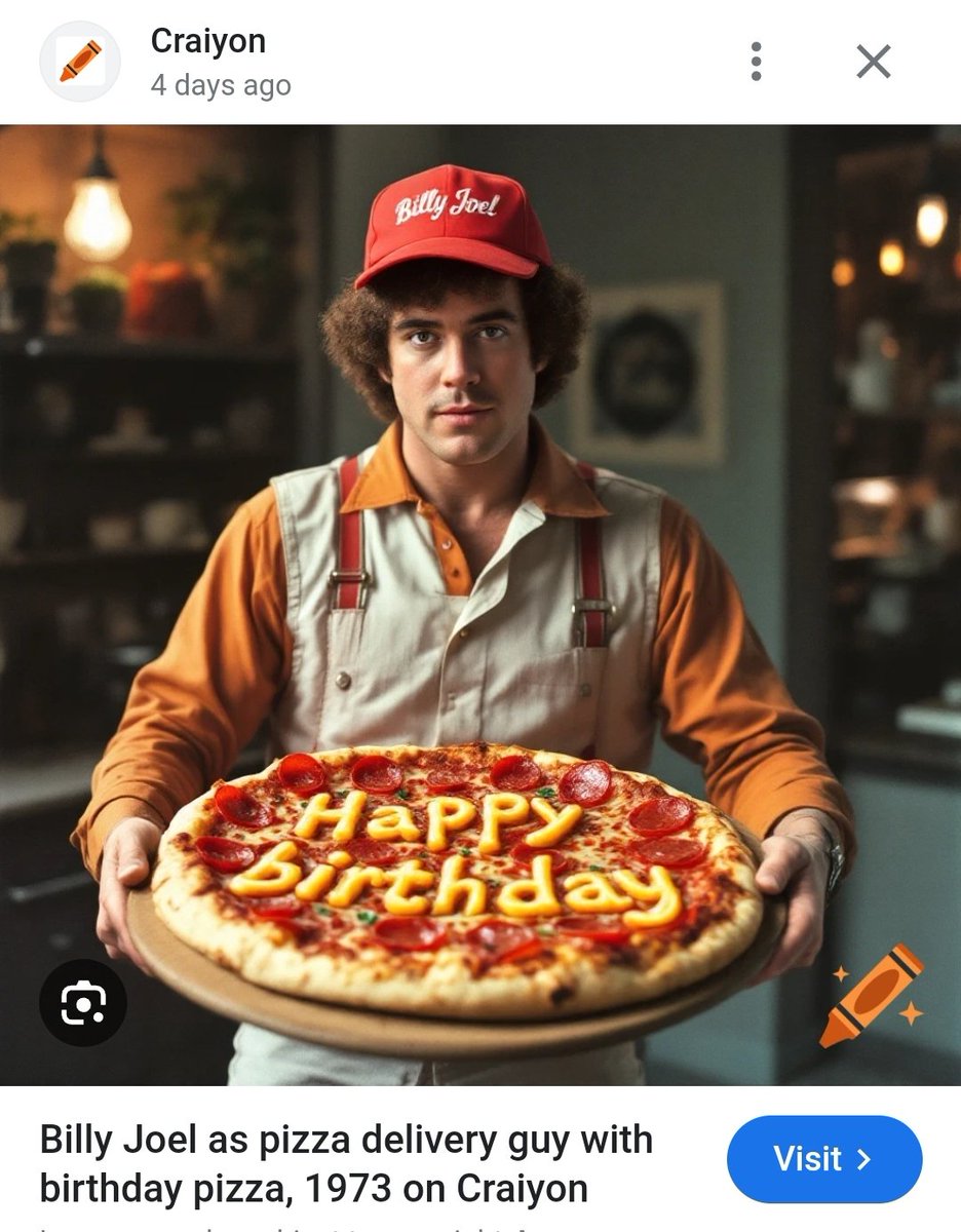 he7ix's tweet photo. @JenBarber101 ⬆️ 📸👍 Cheers! 🍷🍷
⬆️ 2nd pic – the guy (your dad?) looked like a 1970s music/film star! 🆒
⬆️ 4th pic – “Uptown Girl … pizza” 🤔
#BillyJoel 😎🎹
{#Beatles #TheBeatles} @cal1g1rl78
@Zeddeee
⬇️ 3rd pic is AI-generated (#Craiyon: https://t.co/SUyVWTPnRP ) https://t.co/Ue8dOsPM7G