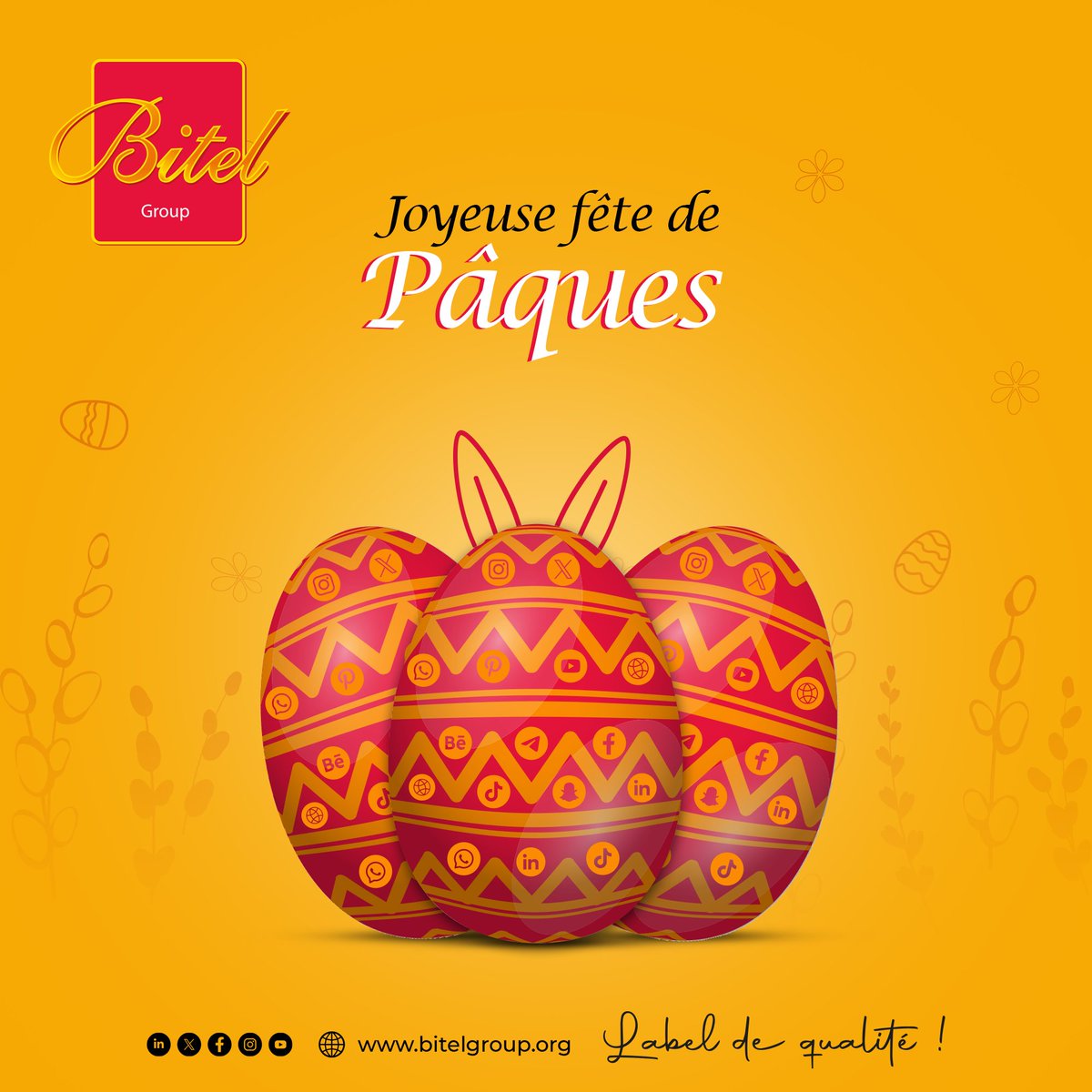 GroupBitel's tweet photo. Nous vous souhaitons de très joyeuses Pâques, pleines de douceur, de lumière et de moments partagés. https://t.co/rfrXysLa6Z