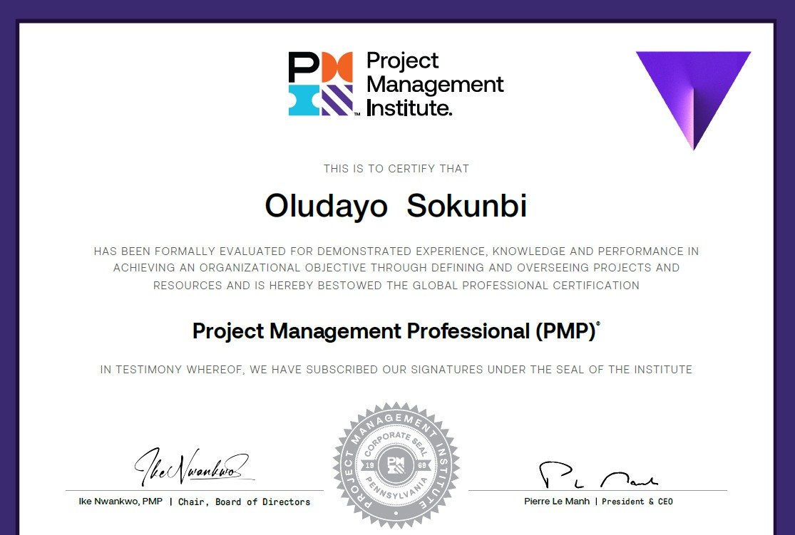 I have joined the league of Certified Project Managers.

I didn't really realize I possessed all these qualities until I began preparing for the exam.

With my experience leading businesses, managing processes and people, this certification formalizes my innate abilities and