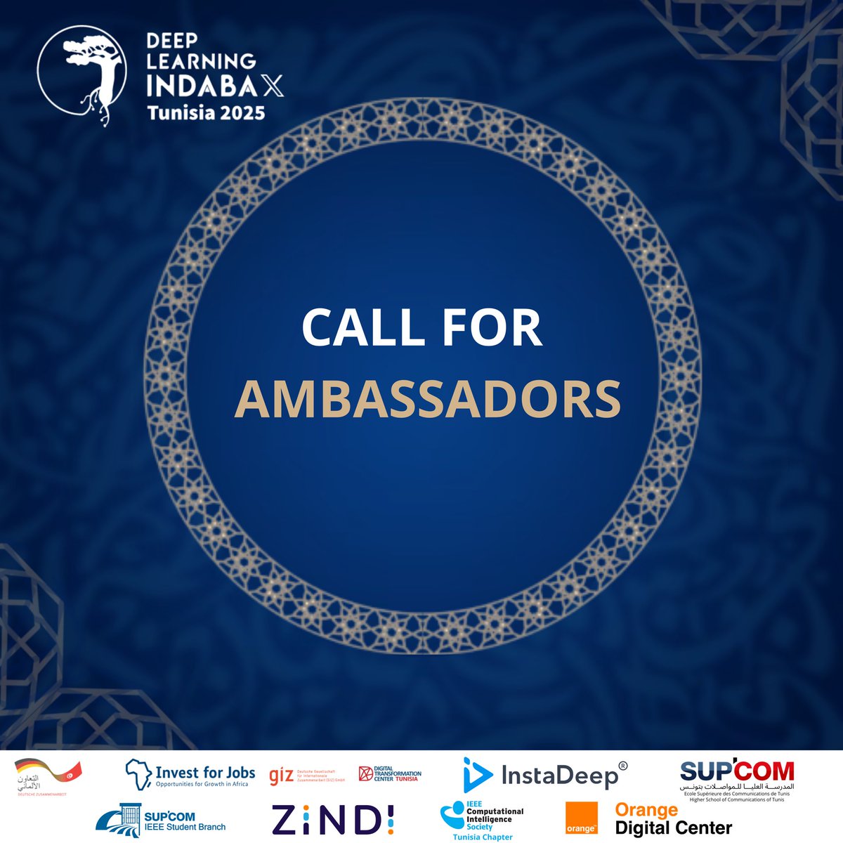 IndabaX Tunisia 2025 Ambassador Program – Apply Now! 
Join us in promoting AI, engaging with the community, and strengthening Africa’s AI ecosystem.

 🗓️Deadline: April 21 ,2025
Register here to secure your spot: indabaxtunisia.com/2025/

 #IndabaXTunisia2025 #ShapingTheFutureOfAI