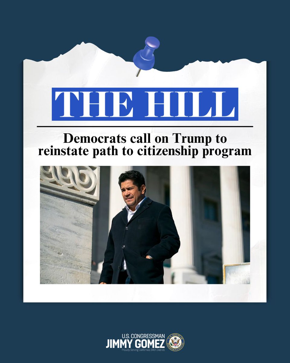 RepJimmyGomez's tweet photo. The Trump admin. quietly killed a program that helped immigrants become U.S. citizens.

I led 54 of my colleagues demanding DHS &amp; USCIS to bring it back.

The Citizenship &amp; Assimilation Grant Program funds nonprofits that offer civics classes, English help &amp; application support. https://t.co/Ak8LEU3V7U