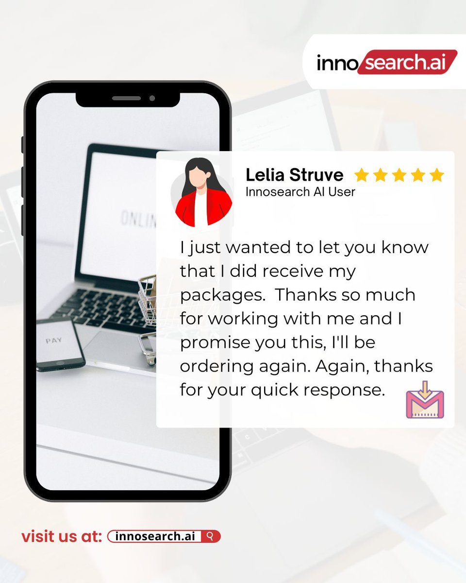 innosearchai's tweet image. "I just wanted to let you know that I did receive my packages. Thanks so much for working with me — I promise you this, I'll be ordering again."
– Lelia

Thank you, Lelia, for your thoughtful feedback. We're committed to providing timely support and accessible solutions that…