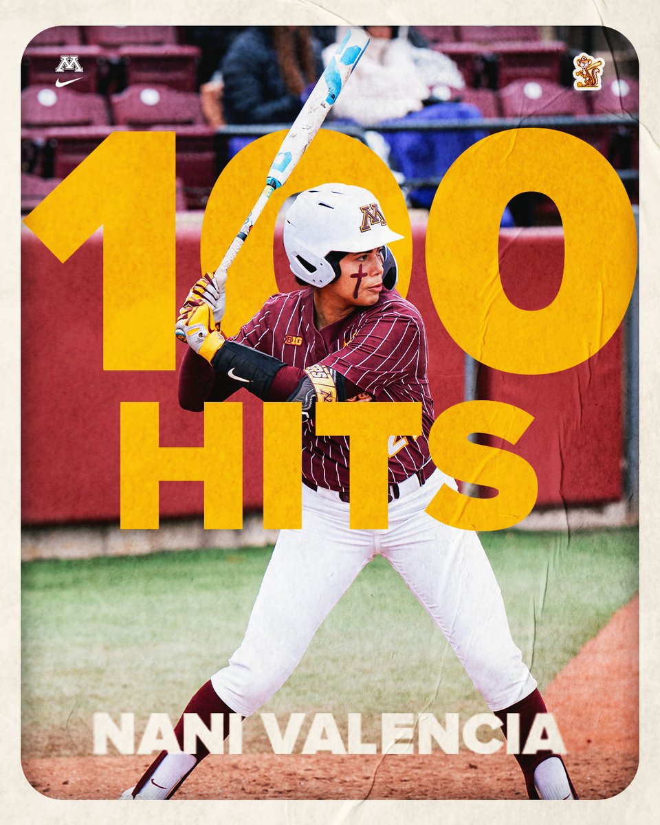 GopherSoftball's tweet photo. There it is‼️

@nani_valencia19 notches her 100th career hit with this single!
📹https://t.co/oFfgo22zqN

#SkiUMah https://t.co/vZ02qiV0sC