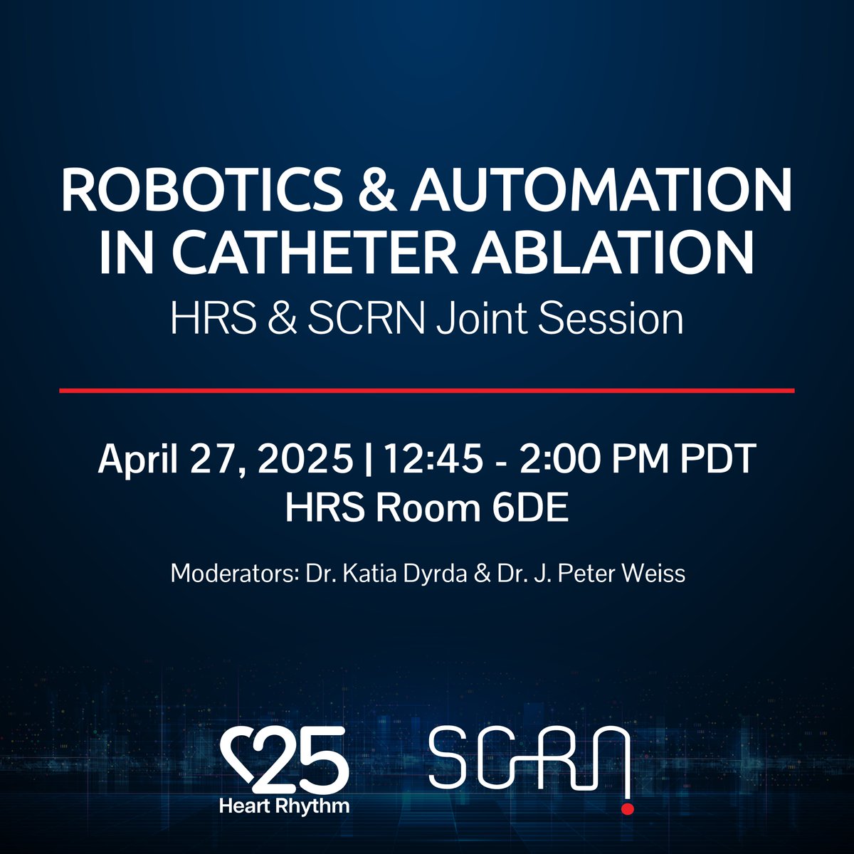 What a session! 🚀
A big thank you to everyone who joined the HRS &amp; SCRN Joint Session on Robotics &amp; Automation in Catheter Ablation at #HRS2025.
From digital tools to telerobotics, today’s discussions sparked incredible ideas for the future of EP.
Let’s keep pushing boundaries.