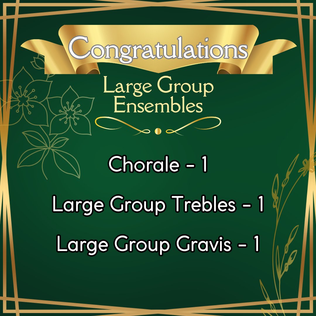 Congratulations to all of our singers at Solo/Small Ensemble festival and Large Group Contest!! 
We are happy and proud to say that all 5 of our small ensembles (+4 soloists) will be performing at state!! We hope you all keep sending your support!!