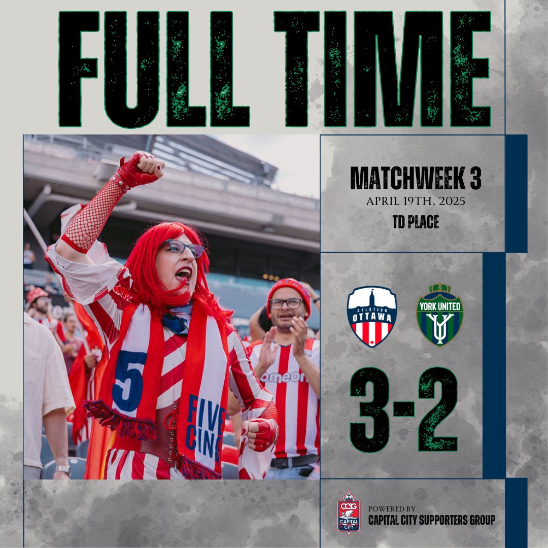 CapitalCitySG's tweet photo. ABSOLUTE DRAMA!!! Fantastic result against our rivals to go along with the incredible atmosphere at TD place. We go again next week!! Go on you boys in stripes!!🔙🔛🔝
#canpl #atléticoottawa #atleti #football #forottawa #pourottawa #matchweek3 https://t.co/WSznozSQ1L