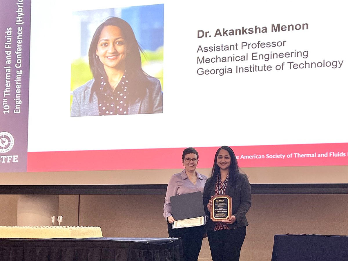 Georgia Tech ME (@megeorgiatech) on Twitter photo Akanksha Menon (<a href="/amenon_lab/">Akanksha Menon</a>), assistant professor in the Woodruff School, was recently presented with the Early Career Researcher Award at the 10th Thermal and Fluids Engineering Conference organized by the American Society of Thermal and Fluids Engineers (ASTFE). Akanksha Menon (<a href="/amenon_lab/">Akanksha Menon</a>), assistant professor in the Woodruff School, was recently presented with the Early Career Researcher Award at the 10th Thermal and Fluids Engineering Conference organized by the American Society of Thermal and Fluids Engineers (ASTFE).