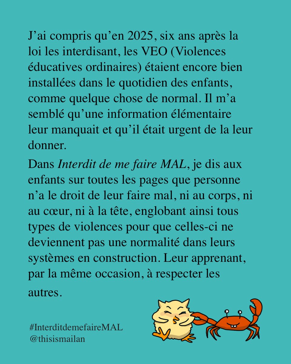 thisisMAILAN's tweet photo. « Interdit de me faire MAL » is OUT, dispo dans toutes les bonnes librairies !!!!
Faites tourner, partagez, parlons fort, parlons beaucoup, les adultes protecteurs c’est nous ! 🚀🌟 @ed_LaMartiniere https://t.co/qE5DG5riFF