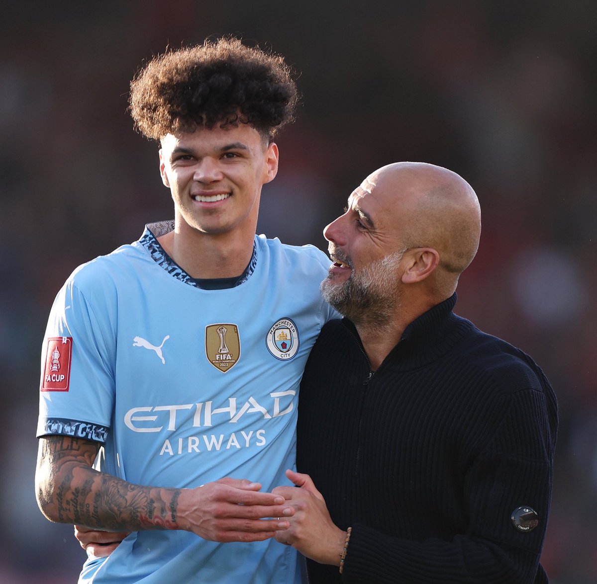 FabrizioRomano's tweet photo. 💙✨ Pep Guardiola: “Our fans love Nico O’Reilly because they love Academy players - and he's another player that can help us”.

“He’s doing very well and also scoring at left back… so good, as he’s not a left back!”. https://t.co/mKpaMCYtIB
