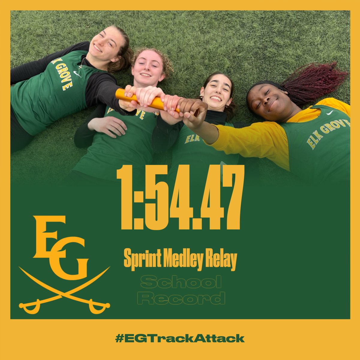 EGgirlstrack's tweet photo. Sprint Medley Relay School Record!
Zofia, Lindsay, Lana and Lota
1:54.47
#EGTrackAttack https://t.co/n1J343heVV