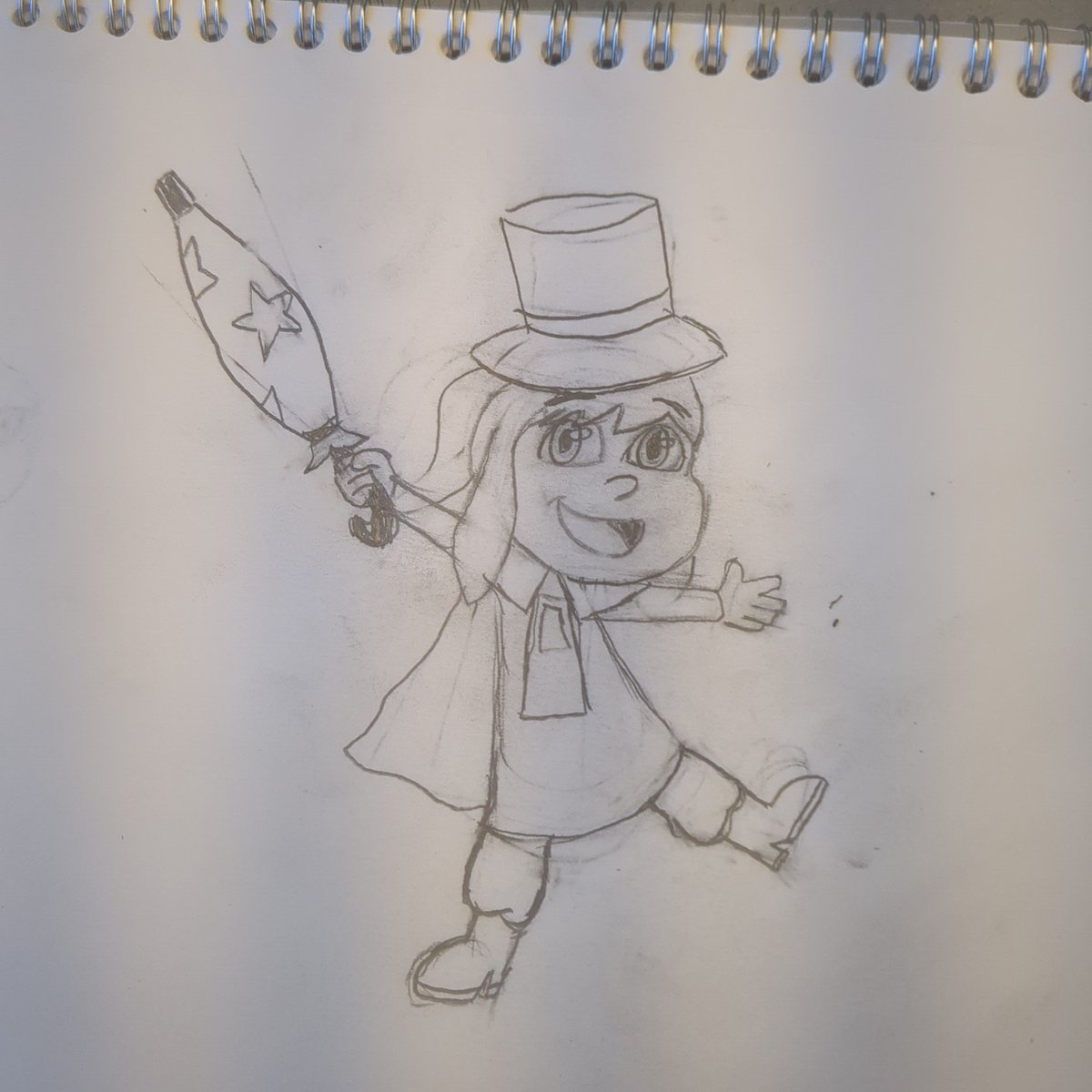 Day 14 tried to draw hat kid from memory #AHatInTime