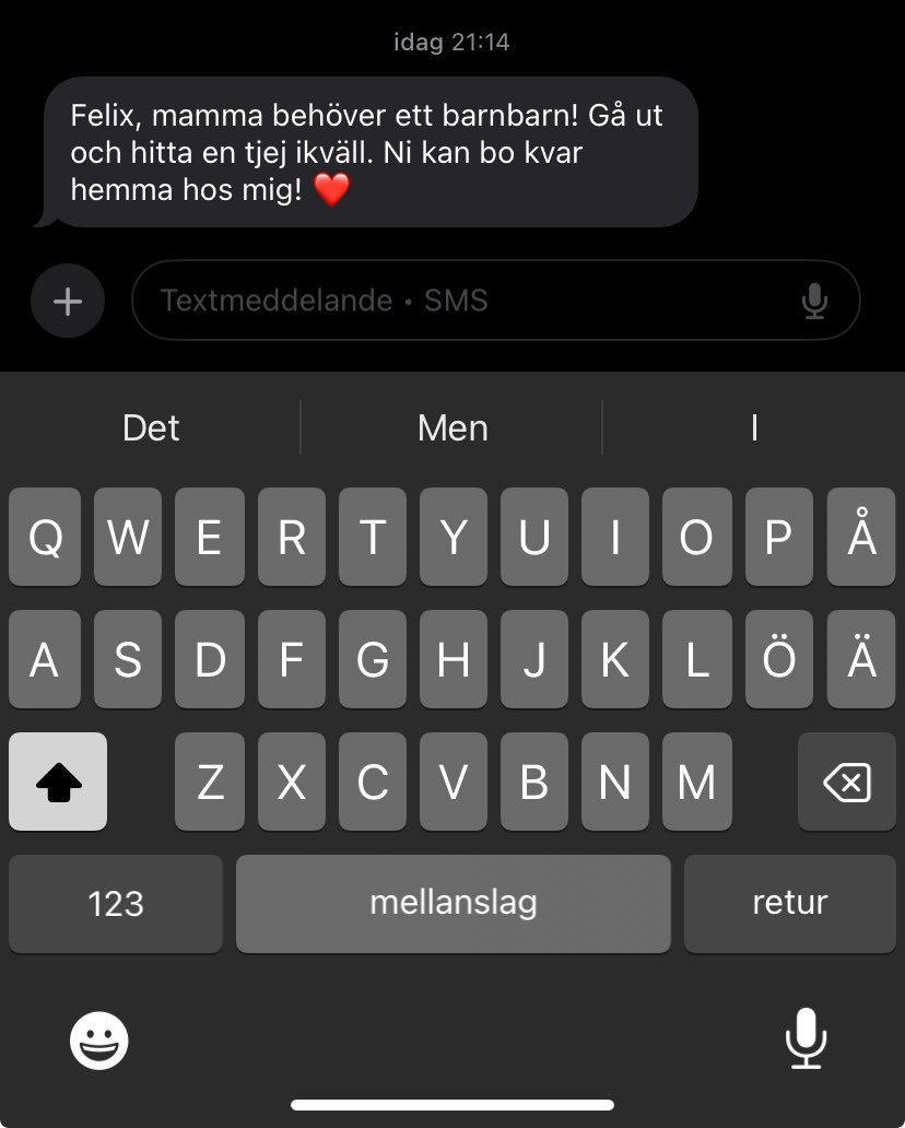 Rimligt SMS att få från sin mor 21.16 på påskafton