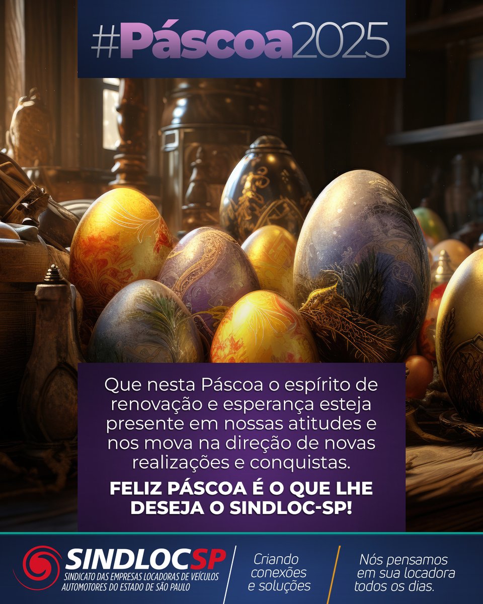 sindlocsp's tweet photo. O SINDLOCSP deseja a você e sua família uma Feliz Páscoa!
#Pascoa2025
#FelizPascoa
#SindlocSP
#MercadodeLocacao
#LocacaoideAutomoveis https://t.co/kLYWDRttA1