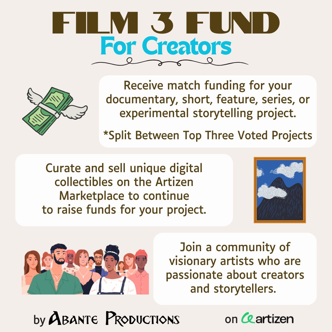 💰 Want money for your film? 💰

We want to support independent creators and we have two submissions so far!

➡️ Submit your #film3 on our Fund on <a href="/ArtizenFund/">Artizen</a> project for a chance to receive match funding and tell your story!

artizen.fund/index/mf/film3…