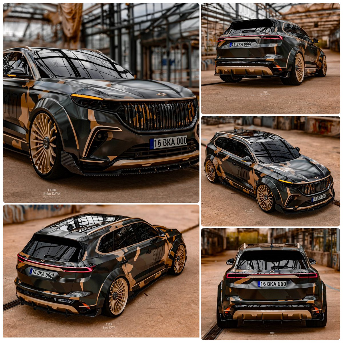 bkadesign's tweet photo. TOGG T10X Mat Camo
Tuning &amp; Modified
(Army)

#togg #toggtürkiye #toggt10x #t10x #tuning #modified #car #camo #luxury #suv #turkey #türkiye #modifiye #araba #3d #render #cars https://t.co/z9LzhZhCqt