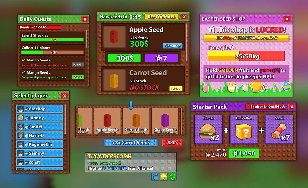 a few simple frames I made for a full game ui commission! 🍎🥕

game link: roblox.com/games/12688469…