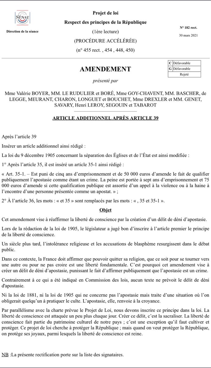 shannasparkleof's tweet photo. En 2021, un amendement proposait de sanctionner ceux qui traitent les apostats de criminels. 5 ans de prison. 50 000 € d’amende. Proposé par @valerieboyer13 : Rejeté.

Donc en France, tu peux encore dire tranquille que quitter l’islam c’est un crime. Mais t’as pas le droit de dire que l’islam t’a détruit. La République protège les cultes. Pas ceux qui s’en échappent.

Il faut que ça change,
