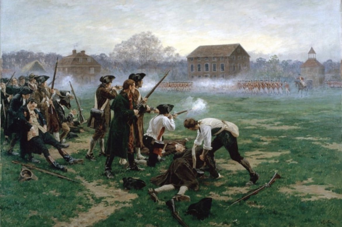 On the morning of April 19, 1775, British troops entered Lexington, Massachusetts where they were confronted by 77 members of the colonial militia. The 700 British soldiers were en route to Concord with orders to seize weapons, ammunition, and gunpowder.

After an initial