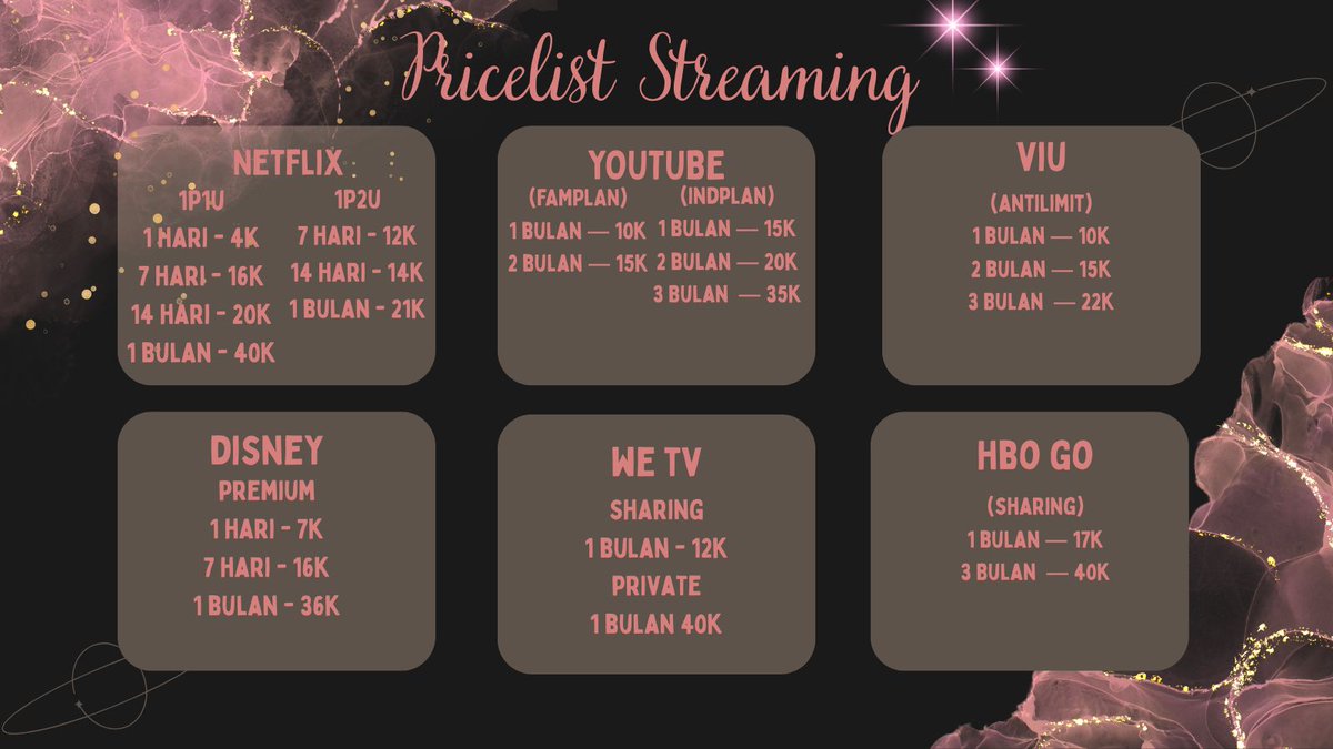 rayvne0's tweet photo. @baterskojmentai ⋆☆˖ NETFLIX ˖⋆࿐໋  
ꔫ 1P1U ꔫ
1 Hari - 4k
7 Hari - 16k
1 bulan - 40k [login tv]

 ۶ৎ 1P2U ۶ৎ
7 hari - 13k
14 hari - 15k
1 bulan - 21k

💌 : https://t.co/l6ISxrpuv8
💸 : all payment.
📎 : full garansi, fast fixing, fast resp

https://t.co/ZFcdDovDP3