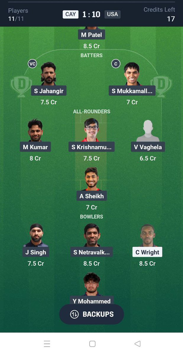 OTHER CAP/VC..

M PATEL / M KUMAR,,, ANY USA BOWLERS