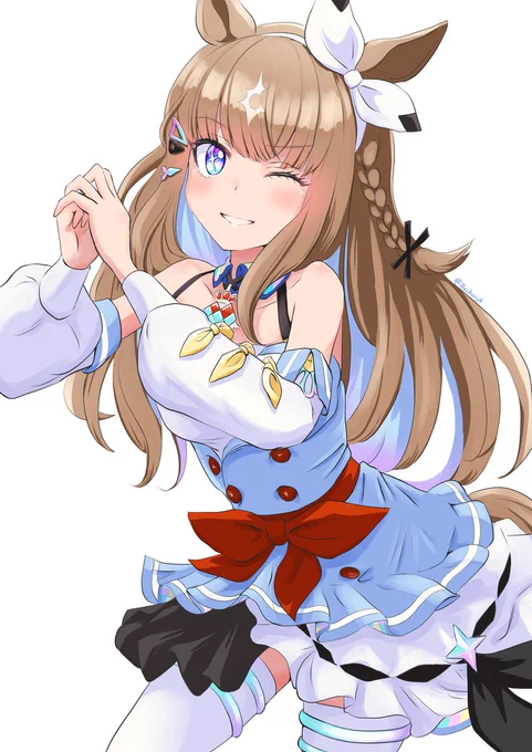 手を伸ばせば〜もっと掴めるGlory…って踊ってくれるアーモンドアイちゃん観たいから描いた! #アーモンドアイ #ウマ娘 