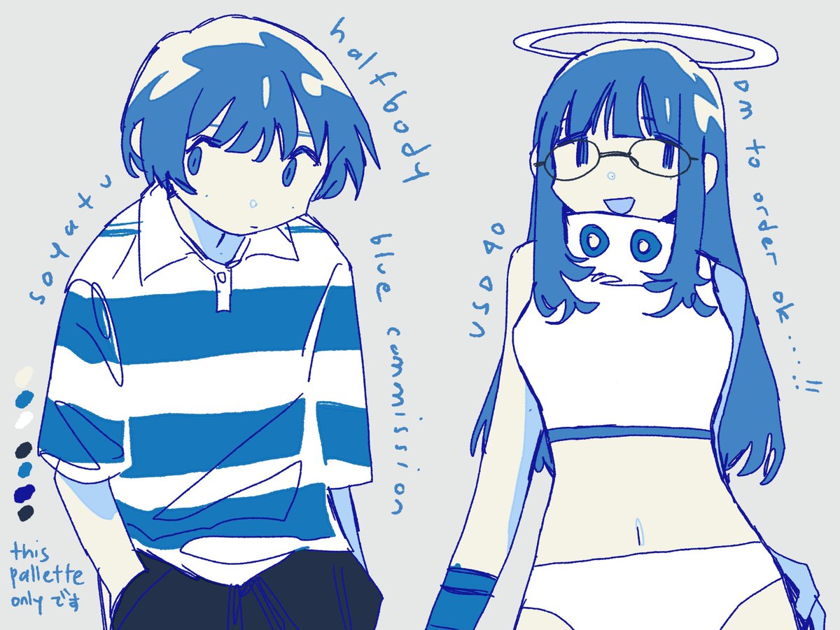 hello! i open commission blue only, halfbody! 40 usd. dm fo hello! i open commission blue only, halfbody! 40 usd. dm fo