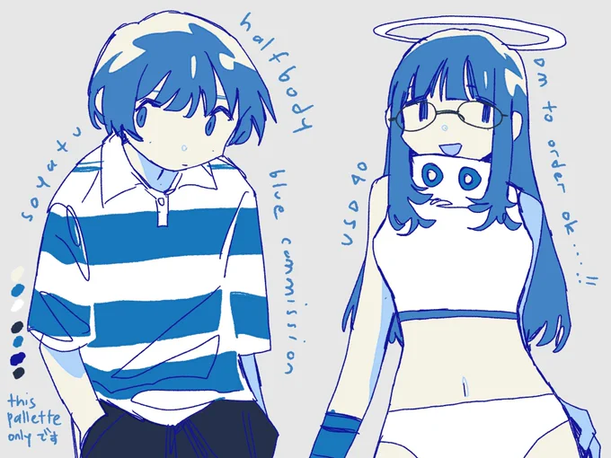 hello! i open commission

blue only, halfbody! 40 usd. dm for order ok!!

recently i love to draw fashions too!

thankyou love you💙 
