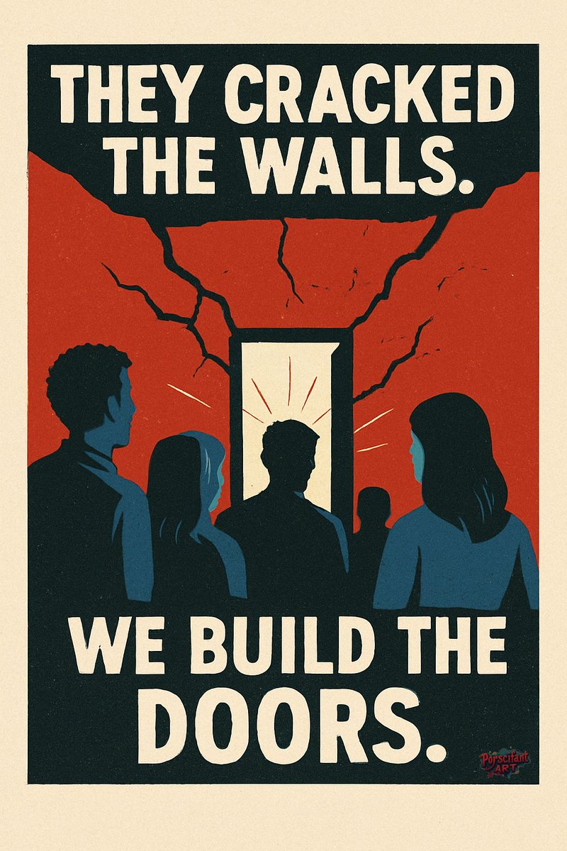 DogStreetComics's tweet photo. They cracked the walls.
We build the doors.
You don’t wait for change.
You carve it out of what’s broken.

#TheyCrackedTheWalls #WeBuiltTheDoors #ResistInjustice #DefendDemocracy #RiseFromRuin #HopeIsDefiance #StrengthInUnity #NeverSilent #FDT #resist #ResistTrump https://t.co/ycalCFc1kZ
