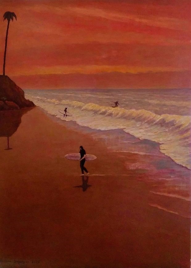 Rustam Grigoryan. Good waves for surfing. Oil on canvas. 2025.