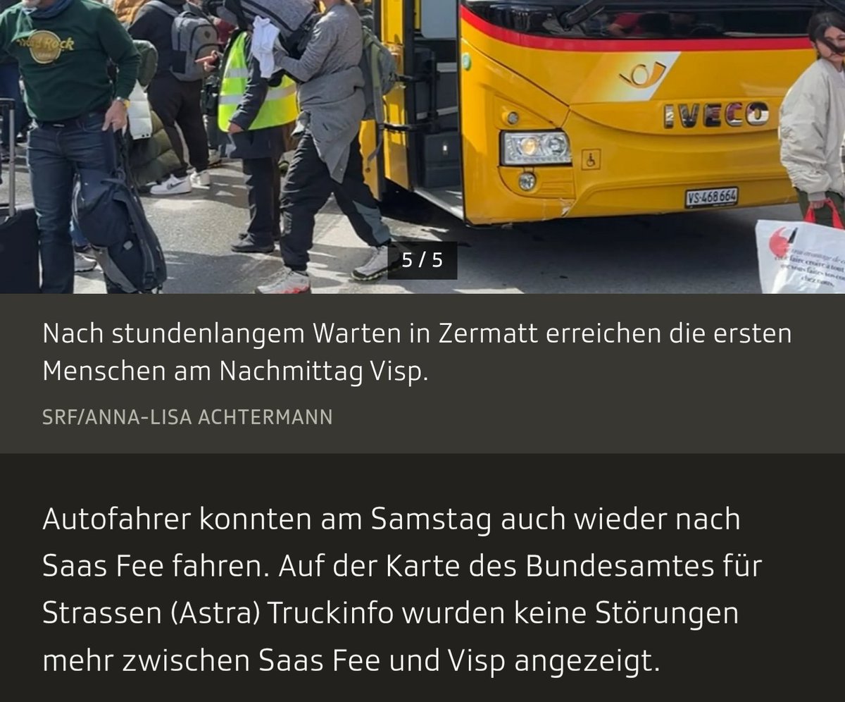 danaron's tweet photo. #srf #qualitätsjournalismus. Bravo. Leider nicht war. Aber macht ja nix. Hauptsache Zermatt ist wieder erreichbar. https://t.co/VSQfpd9mJU