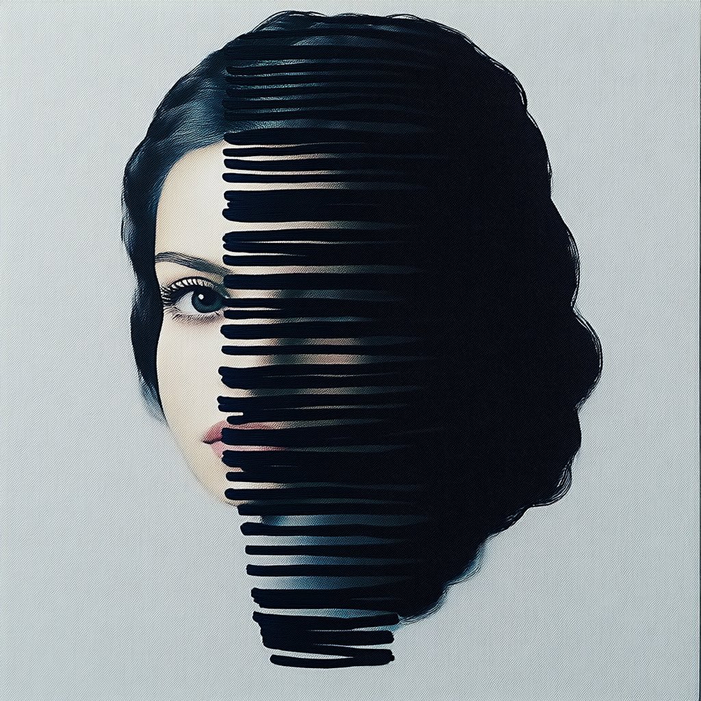LenaVeris's tweet photo. In creating 'Veiled Identity,' I sought the hidden harmonies between light and shadow, revealing the unseen truths of self. Each fragment is a whisper of what lies beneath. 🌙✨ #VeiledIdentity #LenaVerisArt #AbstractEmotion https://t.co/mVB48Ni7wV