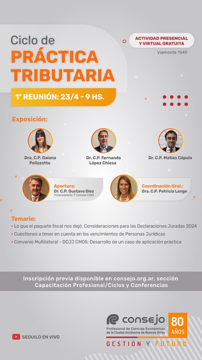 matiascapula's tweet photo. Primera reunión del año del Ciclo de Práctica Tributaria en el @ConsejoCABA.

📅 Miércoles 23/4
🕘 9 hs

¡Los esperamos!

#consejoCABA #impuestos #conveniomultilateral https://t.co/KpVwgwk0y9