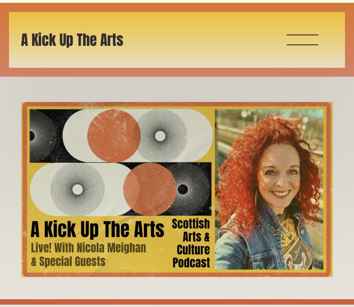 Nicola Meighan 📻🏳️🌈🏳️⚧️ (@nicola_meighan) on Twitter photo To mark 6 months (roughly) since I had the possibly questionable, & undoubtedly impulsive, idea to start a DIY podcast, I’ve finally managed to build a vaguely functioning website for #AKickUpTheArts & I’d love you to listen / sign up for the newsletter 🧡 akickupthearts.org To mark 6 months (roughly) since I had the possibly questionable, & undoubtedly impulsive, idea to start a DIY podcast, I’ve finally managed to build a vaguely functioning website for #AKickUpTheArts & I’d love you to listen / sign up for the newsletter 🧡 akickupthearts.org