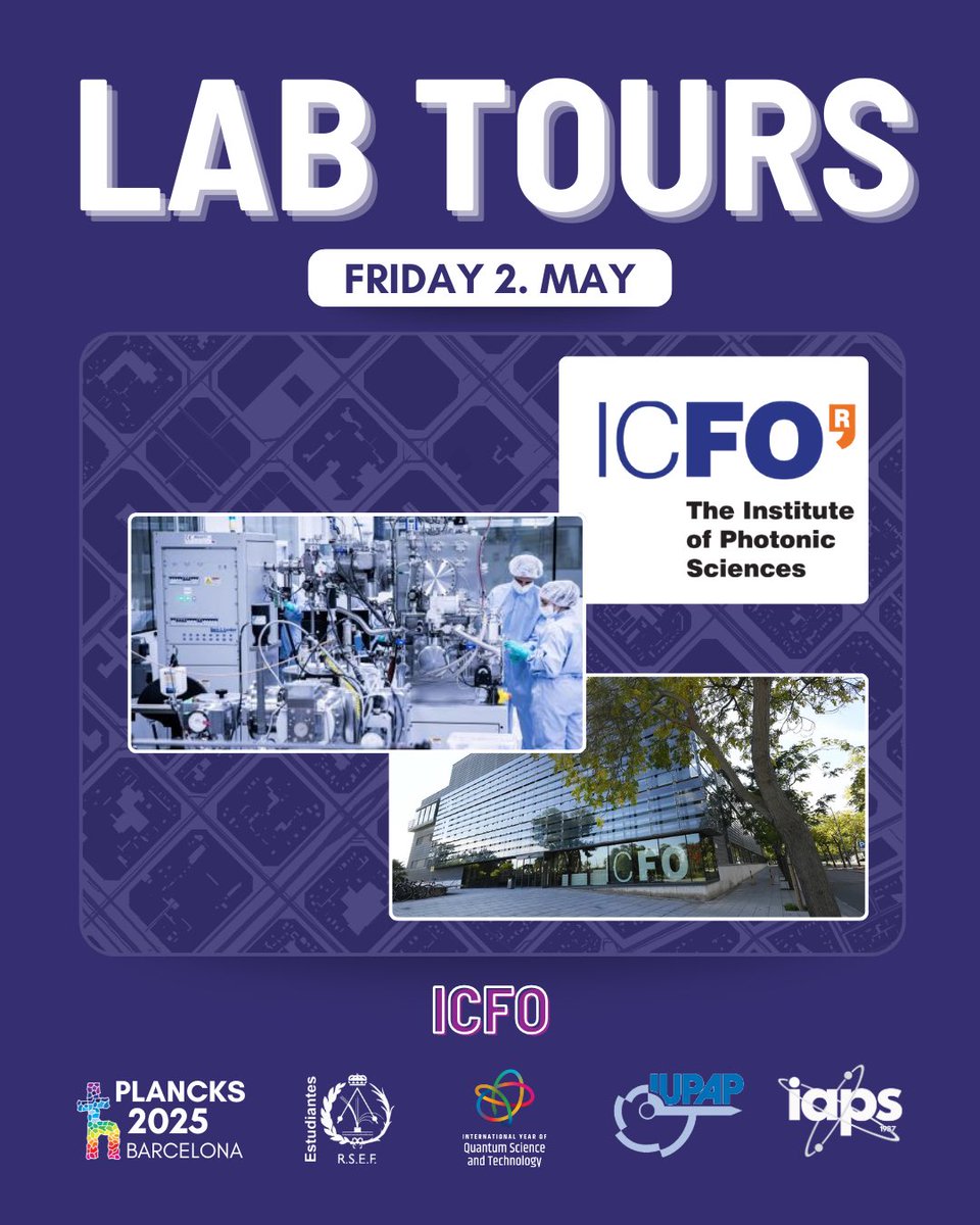 plancks25's tweet photo. Excited for PLANCKS 2025 Lab Tours on May 2!
🔬 @ALBAsynchrotron
💻 @BSC – MareNostrum & Spain’s first public quantum computer
⚛️ @qilimanjaro
✨ @ICFOnians – Photonics & quantum research
Discover where science meets innovation!
#PLANCKS2025 #Physics #Barcelona #IAPS https://t.co/pX0kowVSKm