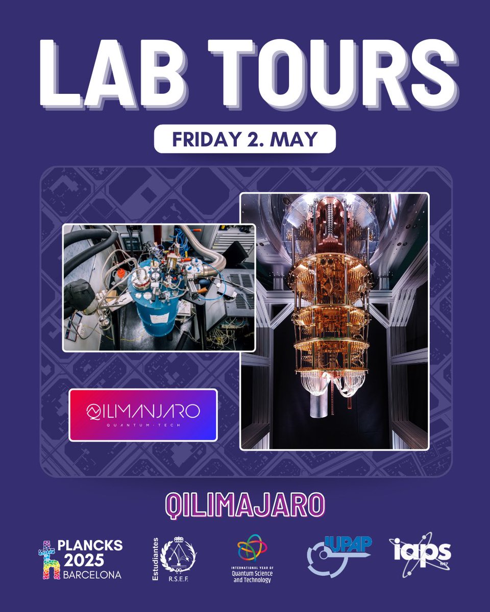 plancks25's tweet photo. Excited for PLANCKS 2025 Lab Tours on May 2!
🔬 @ALBAsynchrotron
💻 @BSC – MareNostrum & Spain’s first public quantum computer
⚛️ @qilimanjaro
✨ @ICFOnians – Photonics & quantum research
Discover where science meets innovation!
#PLANCKS2025 #Physics #Barcelona #IAPS https://t.co/pX0kowVSKm