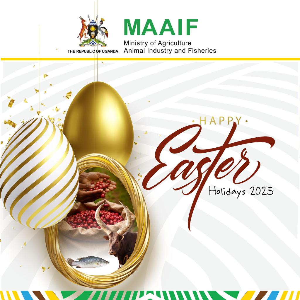 MAAIF 🇺🇬 (@maaif_uganda) on Twitter photo Happy #Easter holidays, from the top management and staff of the Ministry of Agriculture, Animal Industry and Fisheries.
<a href="/FrankTumwebazek/">Frank K Tumwebaze,MP: Isaiah 41: 11</a>
<a href="/PS_MAAIF/">Maj. Gen. (Rtd) David Kasura-Kyomukama</a>
<a href="/Charlie_Kemi/">Charlotte Kemigyisha, MCIPR</a> Happy #Easter holidays, from the top management and staff of the Ministry of Agriculture, Animal Industry and Fisheries.
<a href="/FrankTumwebazek/">Frank K Tumwebaze,MP: Isaiah 41: 11</a>
<a href="/PS_MAAIF/">Maj. Gen. (Rtd) David Kasura-Kyomukama</a>
<a href="/Charlie_Kemi/">Charlotte Kemigyisha, MCIPR</a>