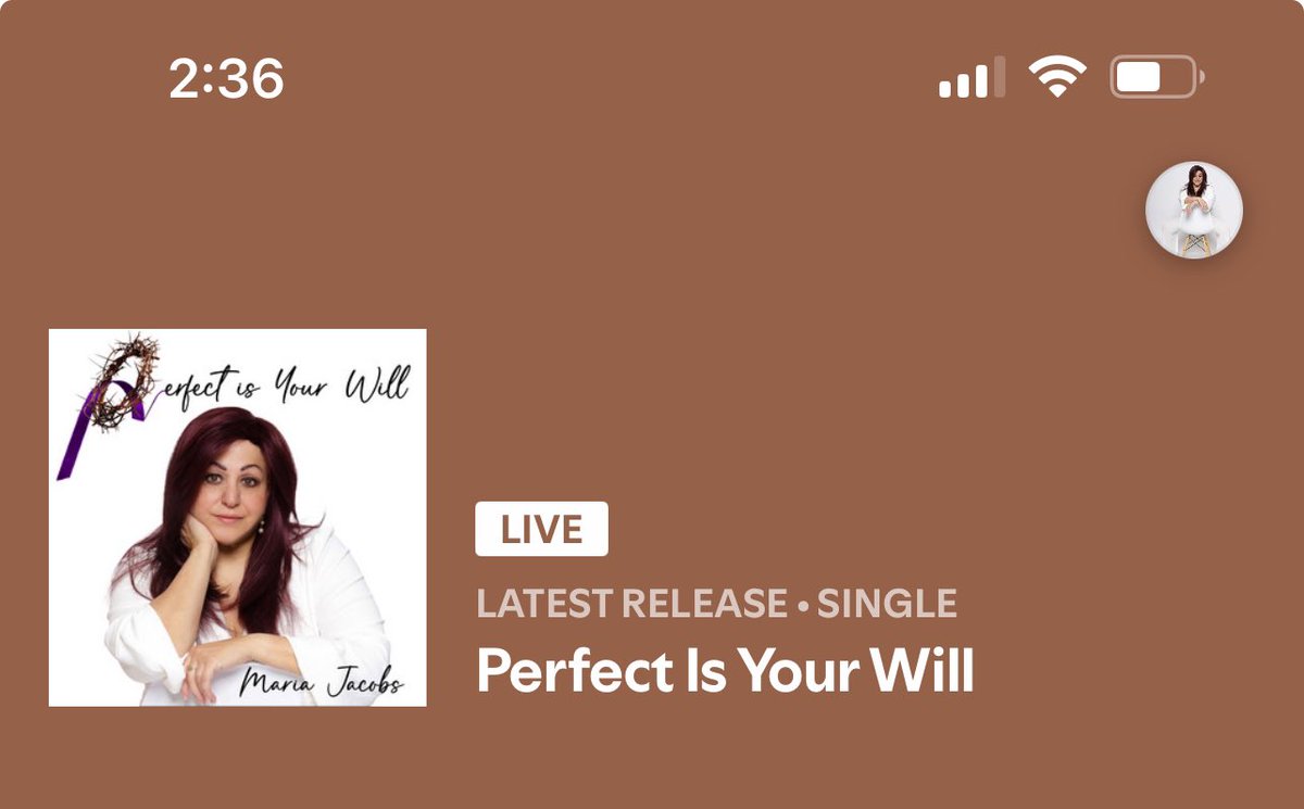 MariaEvaJacobs's tweet photo. The title track from my forthcoming Christian album, “Perfect is Yours Will” is live now. Stream away!!!! https://t.co/9QLnHnW2MF