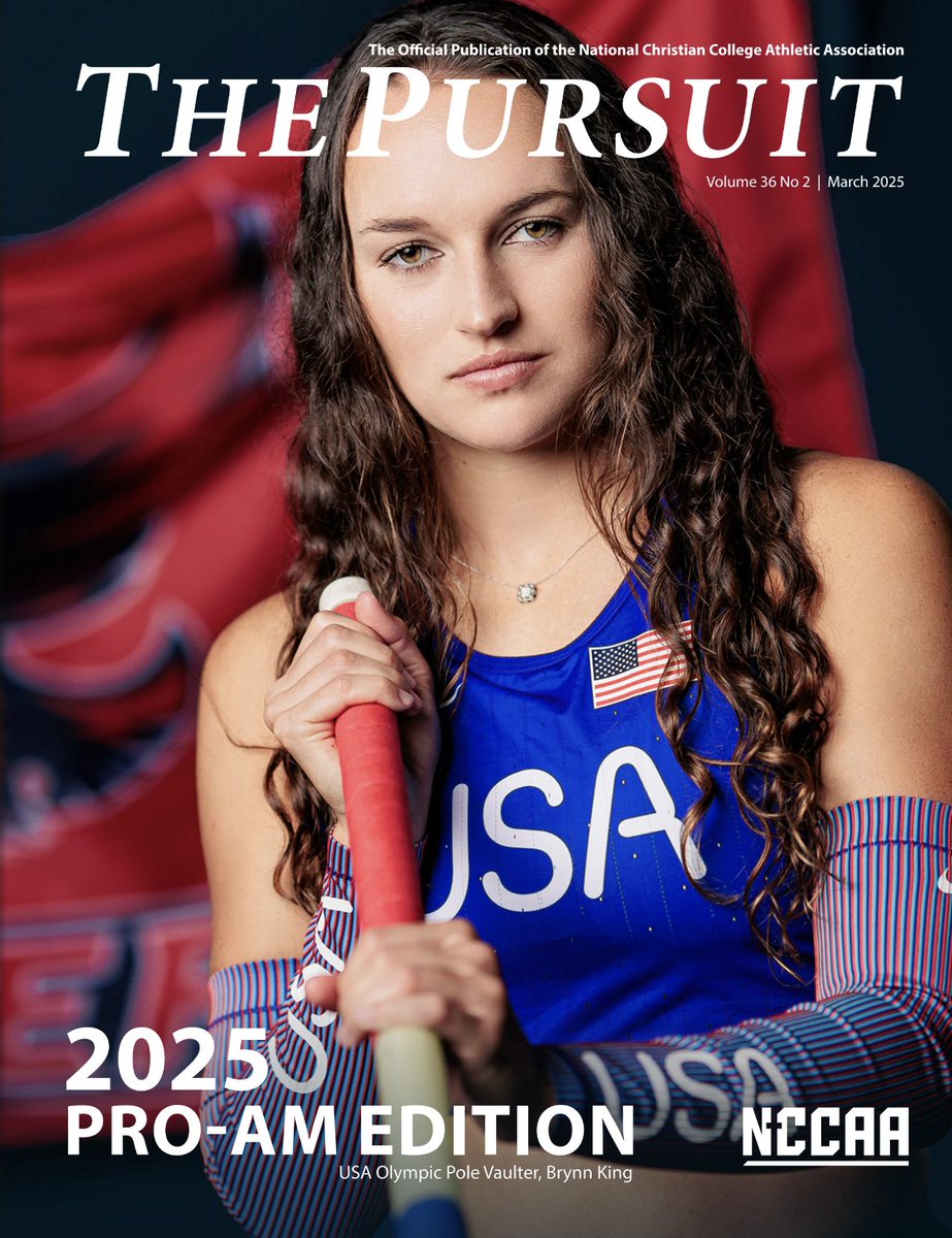 The Pursuit, an NCCAA publication, recently featured Brynn King, pole vaulter from Roberts Wesleyan University, on its cover to highlight her 2024 Olympic experience.

hubs.ly/Q03h2-WY0