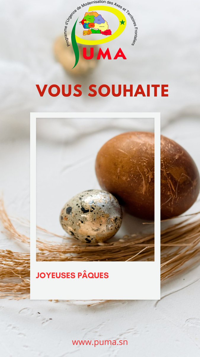 ProgrammePuma's tweet photo. Le PUMA souhaite une bonne fête de PÂQUES à la communauté chrétienne. 
Que cette célébration soit un moment de paix, de partage et de renforcement des liens fraternels au sein de notre nation. https://t.co/vKZLLEewQS