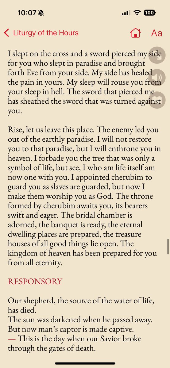shuber86's tweet photo. @KatiePMcGrady I love the Office of Readings for today because it recognizes that silence and sorrow, but it also speaks about Christ freeing the souls of the just from Hell. https://t.co/i3SCSsHlen