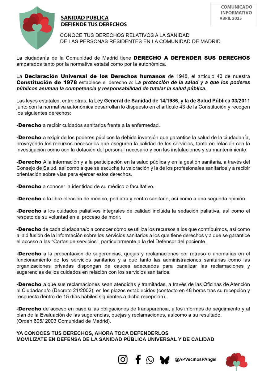 Manifestacion #Sanidadpública  El dia 24 de abril a las 19:30 desde el CE AVD Portugal. El deber de defender los derechos. #PuertaDelAngel #MadridRio #AtencionPrimaria #PediatriaCon
<a href="/rsplatinacarab1/">rsplatinacarabanchel</a>
<a href="/AVPdA/">Asociación Vecinal Puerta del Ángel</a>
<a href="/participando403/">Asociacion Cultural Participando</a>
<a href="/aso_almalatina/">Asociación Alma Latina</a>
<a href="/AVJuanTornero/">Asociación Vecinal Juan Tornero</a>