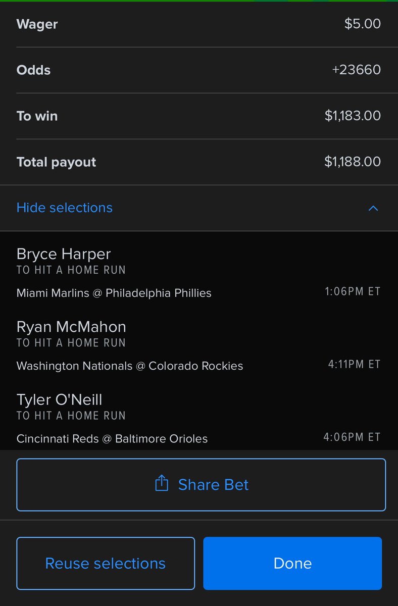 HOMERUN LOTTO⚾️

Running this 3 leg homerun parlay on FanDuel 🍀

Let’s see some dongs today