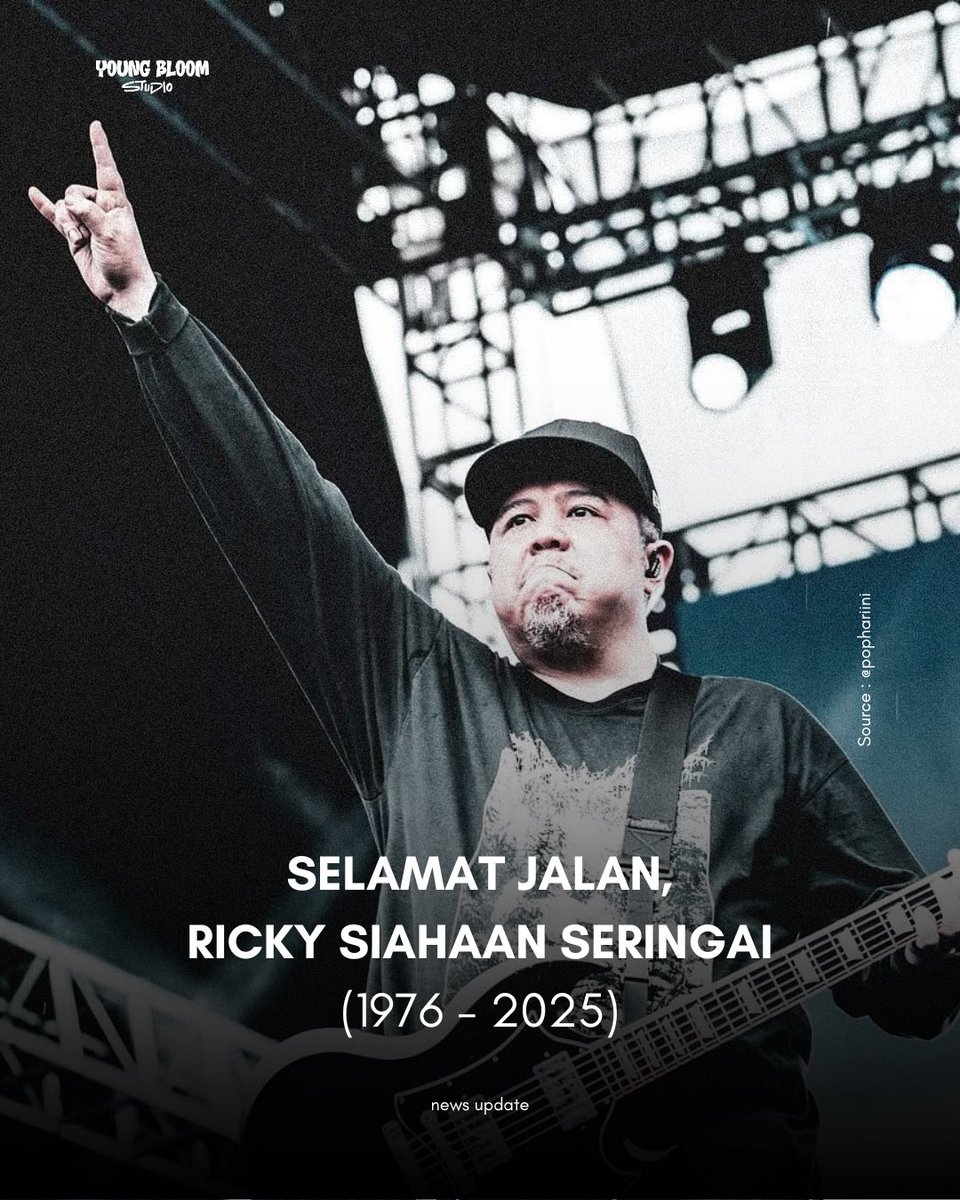 youngbloomstd's tweet photo. Kabar duka dari band Seringai, gitaris mereka Ricky Siahaan dikabarkan meninggal dunia di Tokyo pada (19/4). Diketahui Seringai sedang melangsungkan rangkaian tour di Jepang.

Selamat Jalan Rockstar 🥀

Follow us for more!
#youngbloomstudio #rickysiahaan #seringai https://t.co/n8t7zsTW04