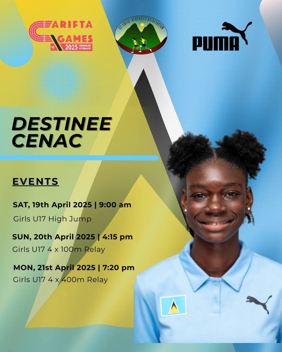 RhyesaJ's tweet photo. Minister for Youth Development & Sports Hon. Kenson Casimir shared that Saint Lucia's Destinee Cenac has won bronze in the Girl's U17 high jump at her very first CARIFTA Championship.
Destinee cleared the bar at 1.68m
π±π¨π±π¨π±π¨π±π¨π±π¨
#Levernit
#Lucians
#athletics
#Carifta2025 https://t.co/Y1MWm3ilyq