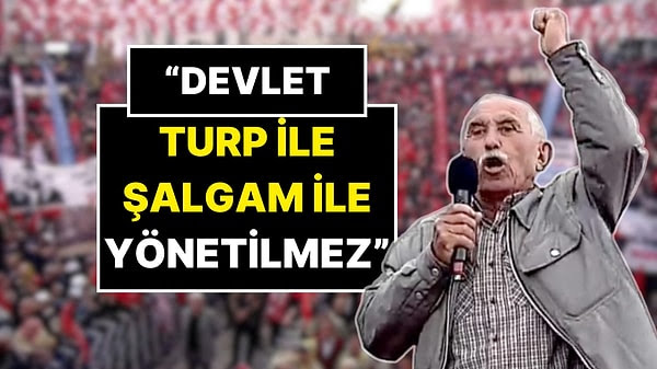 Üretici köylüdeki bilgeliğe bakar mısınız?

"DEVLET TURP İLE ŞALGAM İLE YÖNETİLMEZ, ADALET İLE YÖNETİLİR"

Bu söze KASKETİMİ çıkarıyorum.
#yozgatmitingi