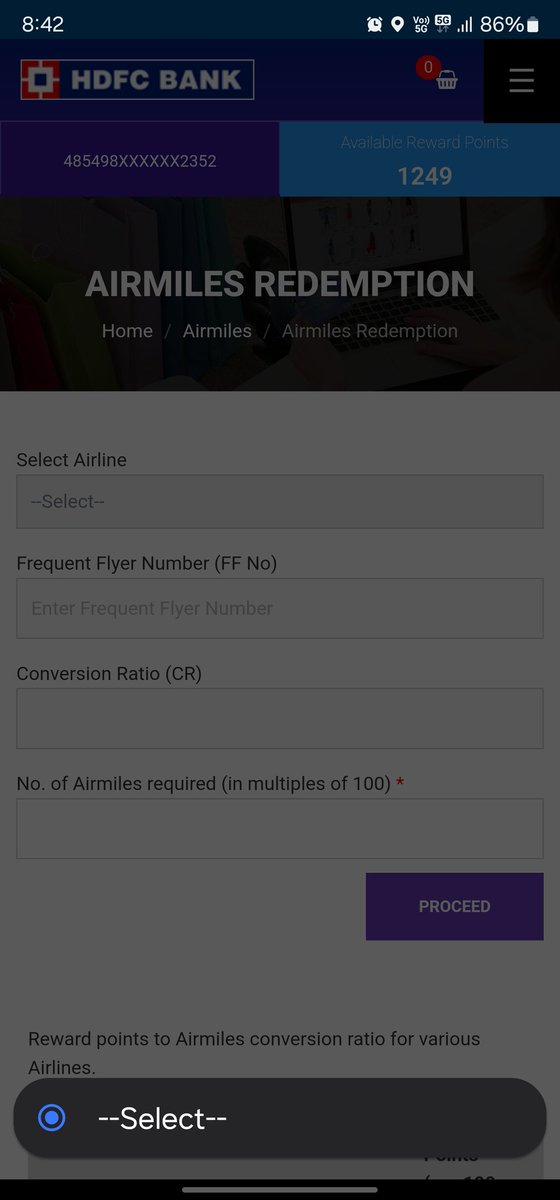 Can not see any airline option to select. #hdfc netbanking.

Anyone with same issue?