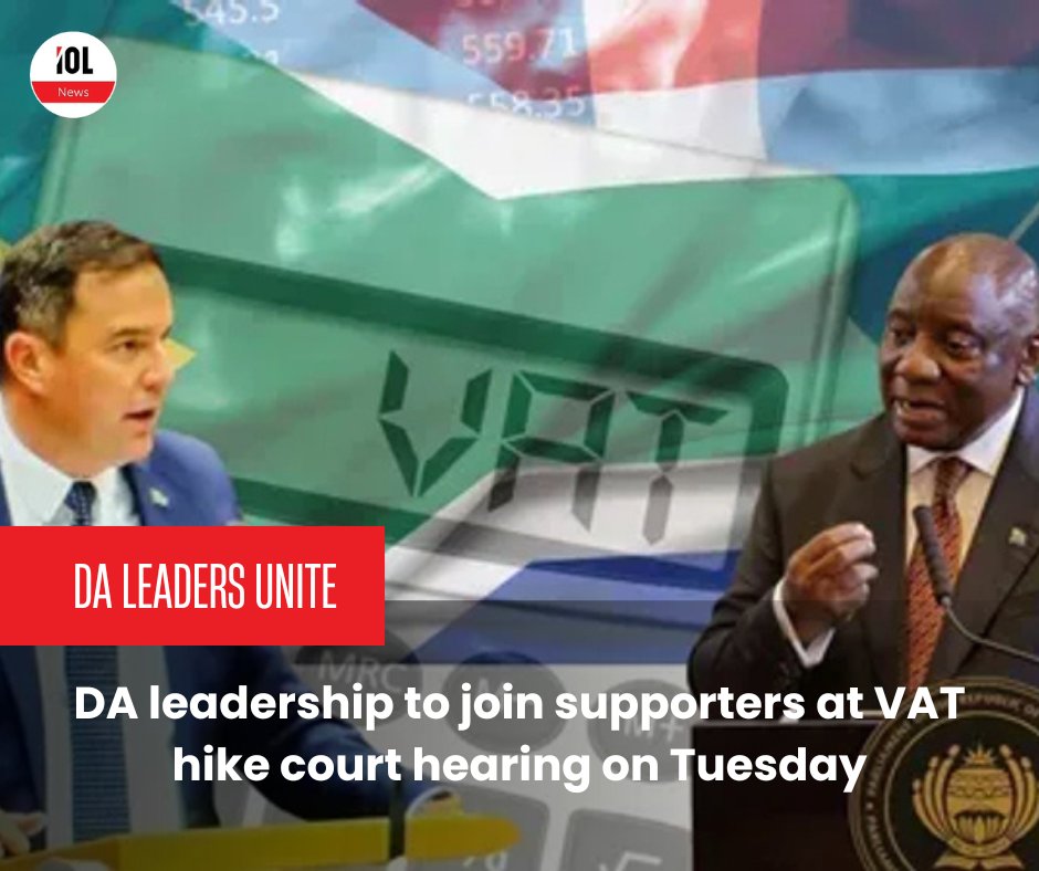 IOL's tweet photo. Despite the ongoing budget consultations, the Democratic Alliance (DA) has announced that its leadership will attend the 0.5% Value-Added Tax (VAT) increase court hearing with its supporters this week.
#news #politics #DAAgainstVAT #EconomicJustice #SouthAfricaSpeaks #TaxProtest
Read on https://t.co/4XDsofLy1F
