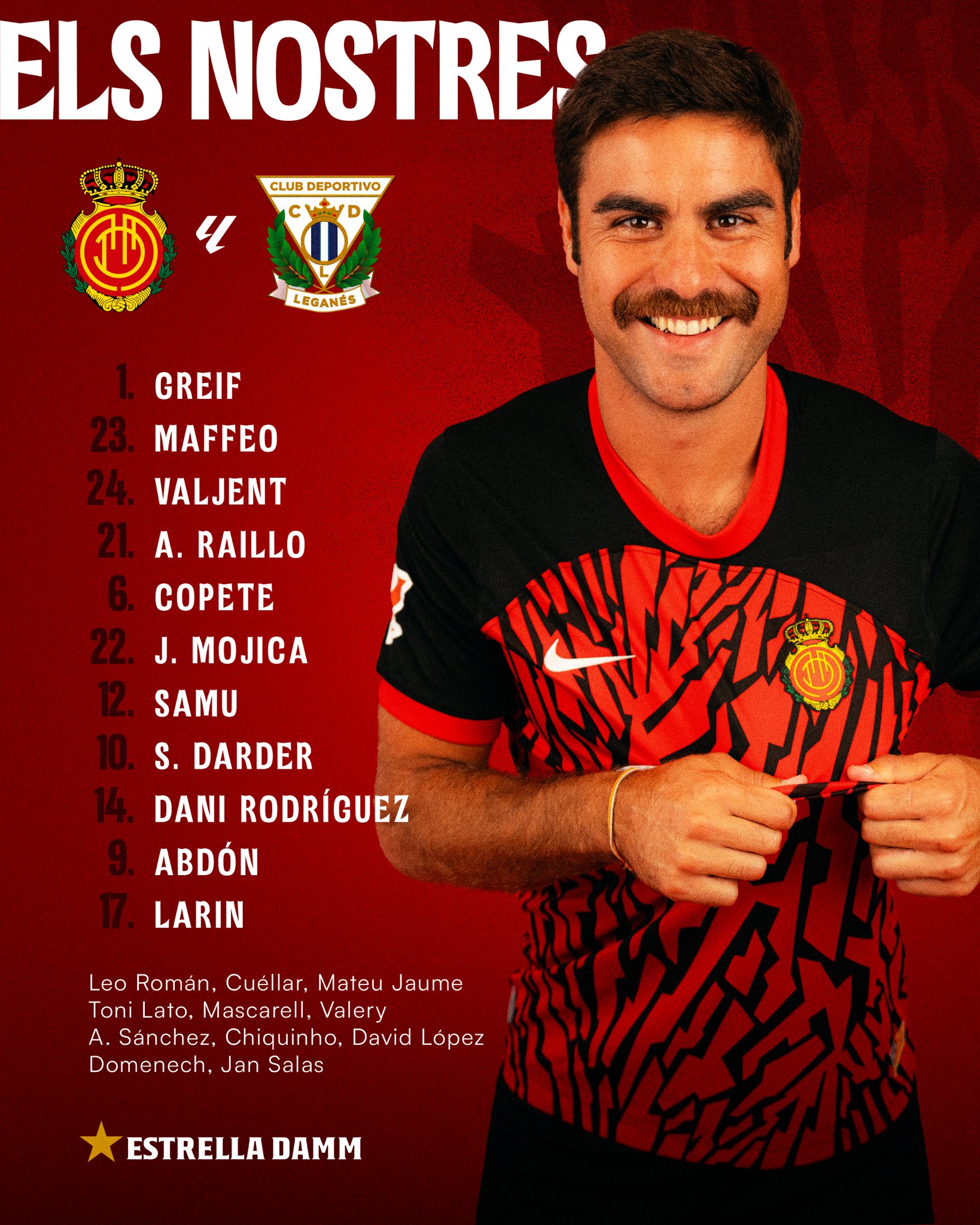 Alineación del Mallorca ante el Leganés.